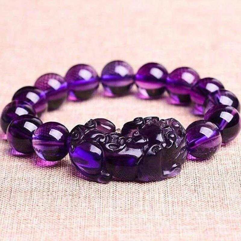 

Браслет з аметистом Pixiu Bring Lucky Wealth Китайський феншуй Звір з бісеру Браслети Подарунок на день народження Жінки Чоловіки 14mm