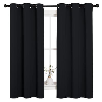 Blackout Curtains 2 Panels Thermal Insulated Grommet Darkening Drapes Solid Black Long Curtain for Bedroom Window Living Room
