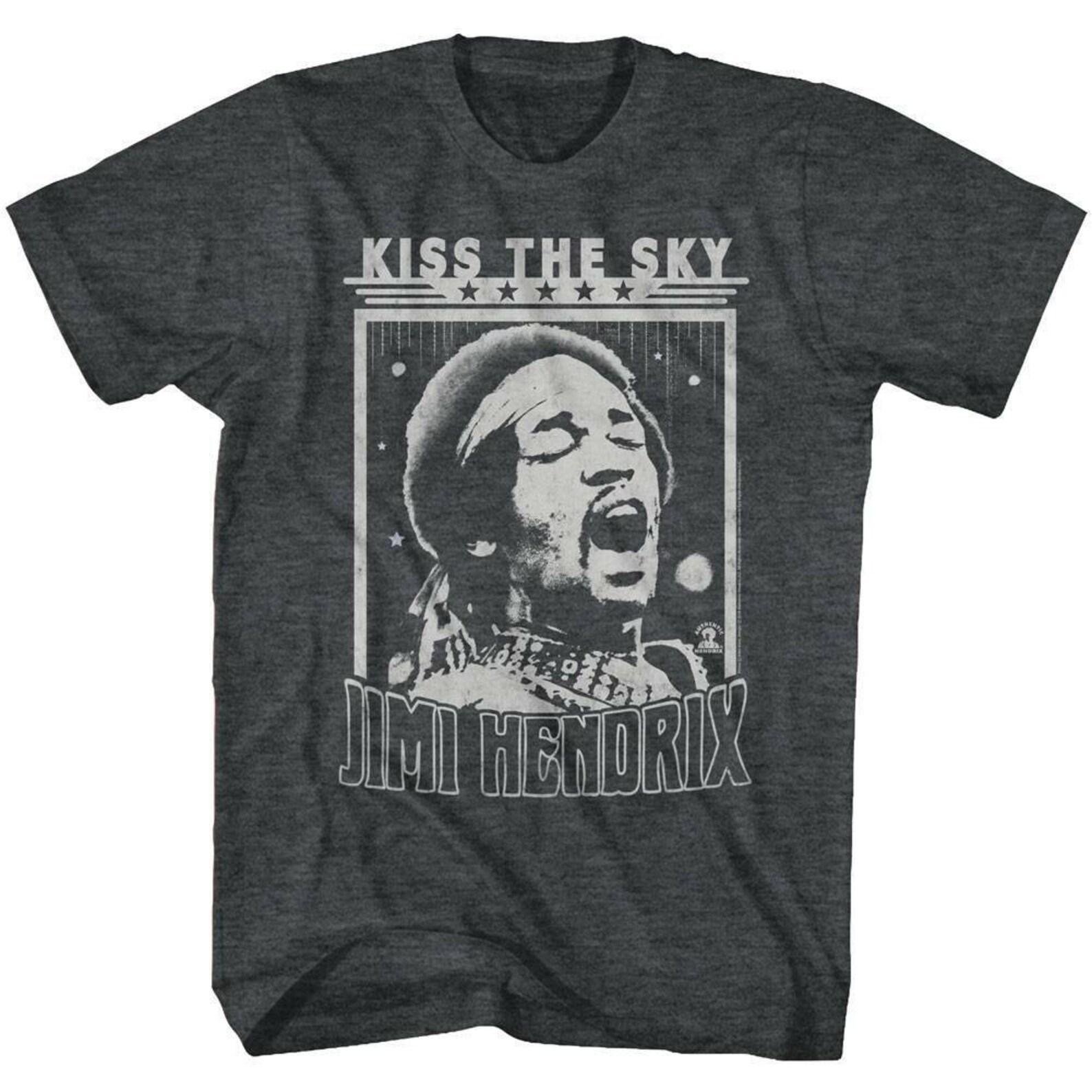 Jimi Hendrix Kiss The Sky Black Heather Adult T-Shirt 3XL