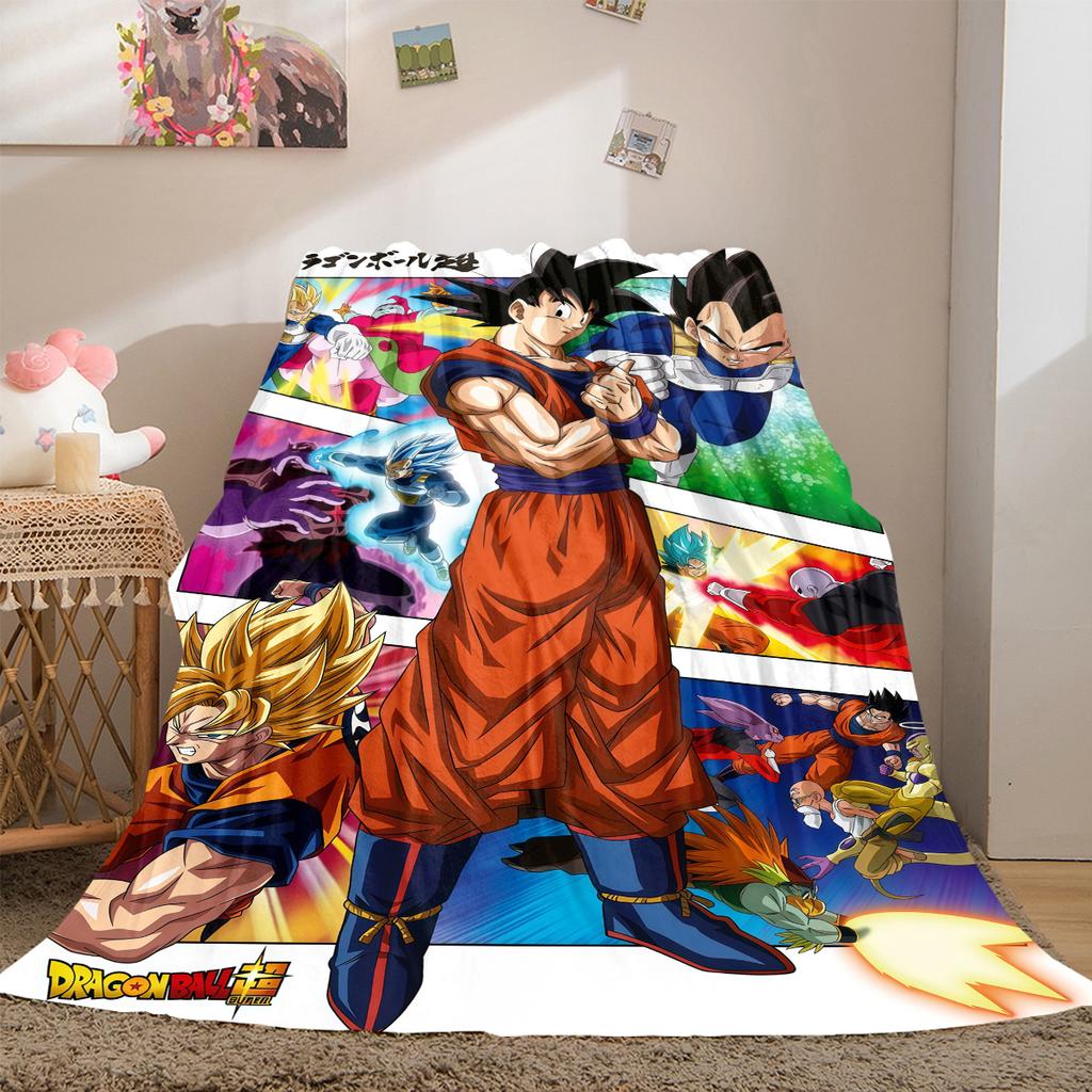 1pz Coperta in Flanella con Stampa Son Goku, Alta Qualità per Tutte le Stagioni, Decorazione per la Casa, Calore e Comfort, Perfetta per Regali di Natale