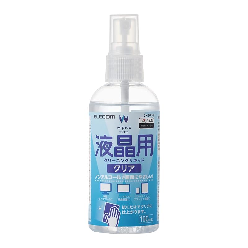 ELECOM Cleaning Liquid for LCD Screens, Anti-Static Effect, Non-Alcoholic, 100ml CK-DP100