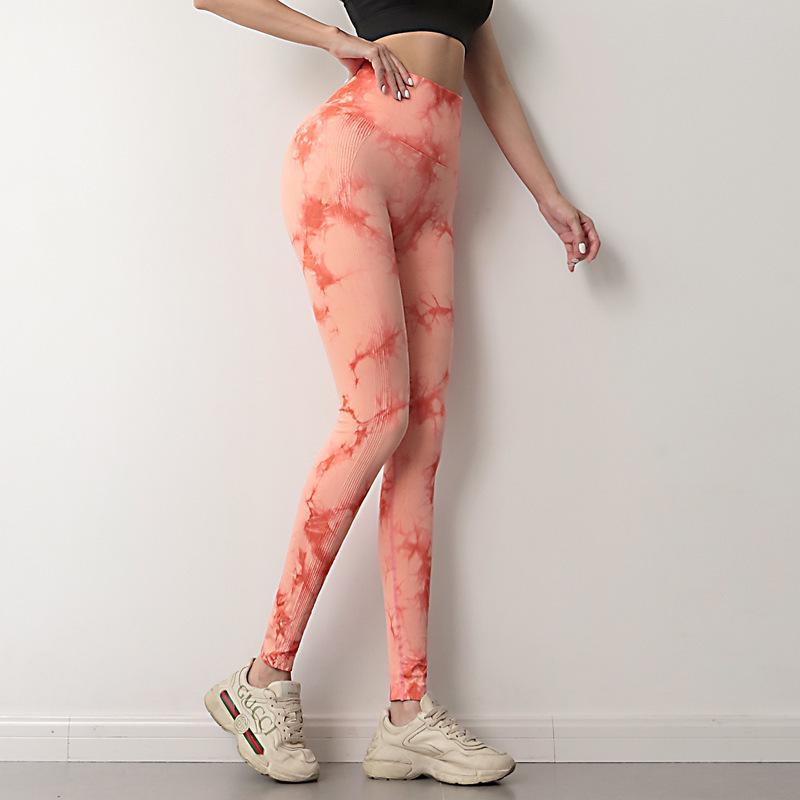 

European & American Plus-Size Tie-Dye High-Waist Yoga Pants with Peach-Lift Jacquard for Women s Fitness, Running, & Sports M (Recommended 60-75 kg)