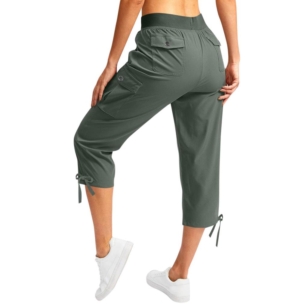 Womens Cargo Capris With 6 Pockets Lightweight Quick Dry Outdoor Travel Casual Comfy Summer Pants