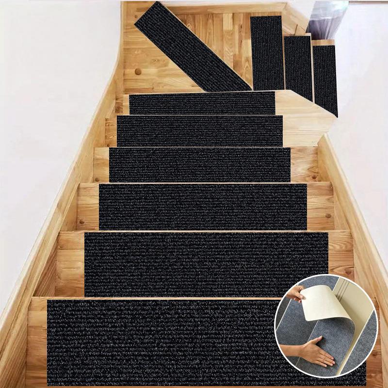 

Stair Tread Carpet Mats Self-adhesive Floor Mats Door Mats Step Staircase Non Slip Pads Protection Cover Pads Home Decor 80cmX20cm чёрный