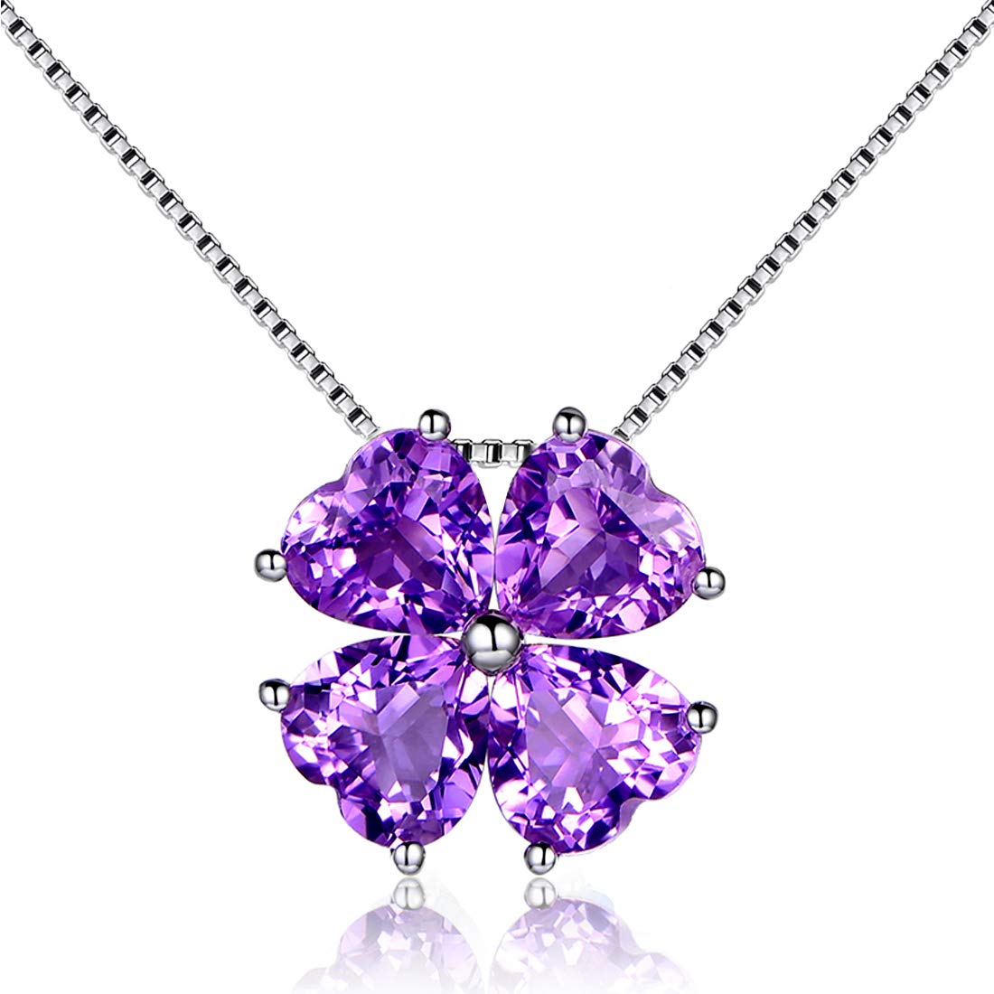 

Серце, срібне намисто 925, чотирилисна конюшина, лютий камінь, аметист, металевий гіпоалергенний кулон, жіночий камінь на день народження, елегантне весілля для жінок