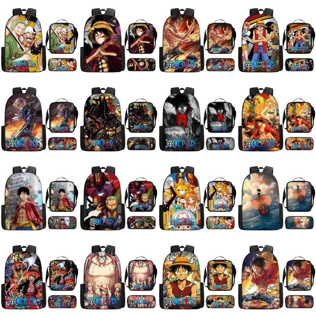 One Piece Piece Anime School Backpack With Air Cushion Straps And Durable Material For Children