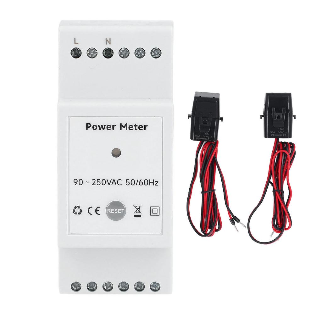 WiFi Energy Meter with 2 80A Clamp Current Transformer Single Phase KWh Power Multimeter for Solar PV System 90‑250VAC