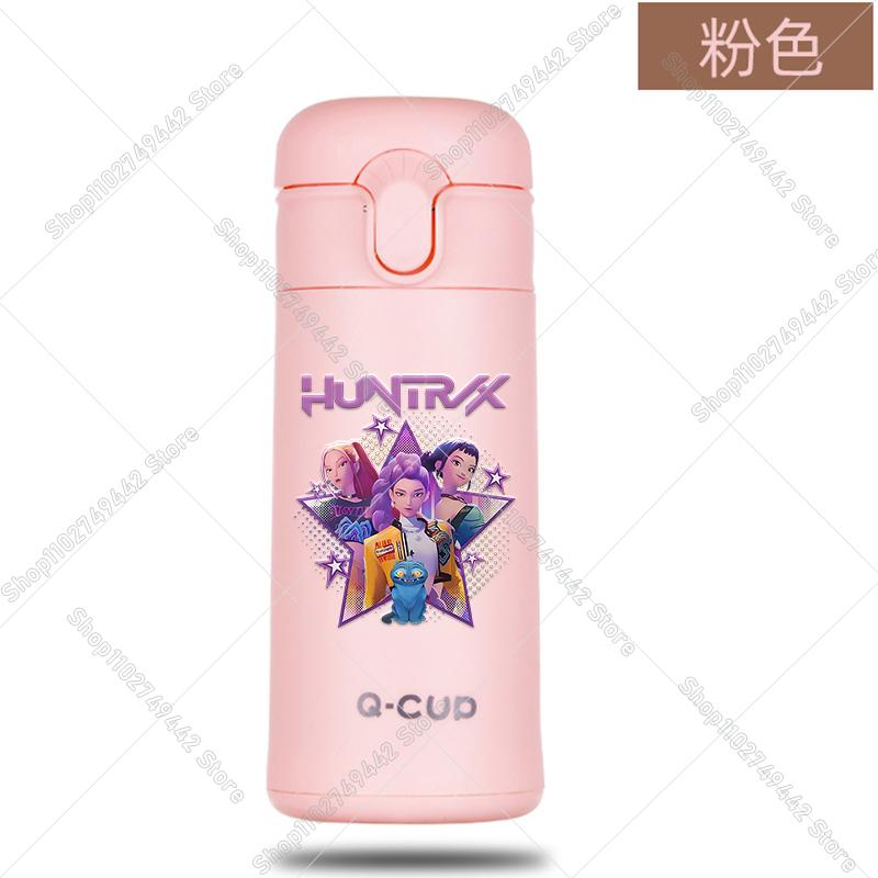 400ML KPop Demon Hunters Thermos Bottle Zoey Rumi Mira Vacuum Insulated Bottle Kids Outdoor Straw Thermo Cup Girl Birthday Present