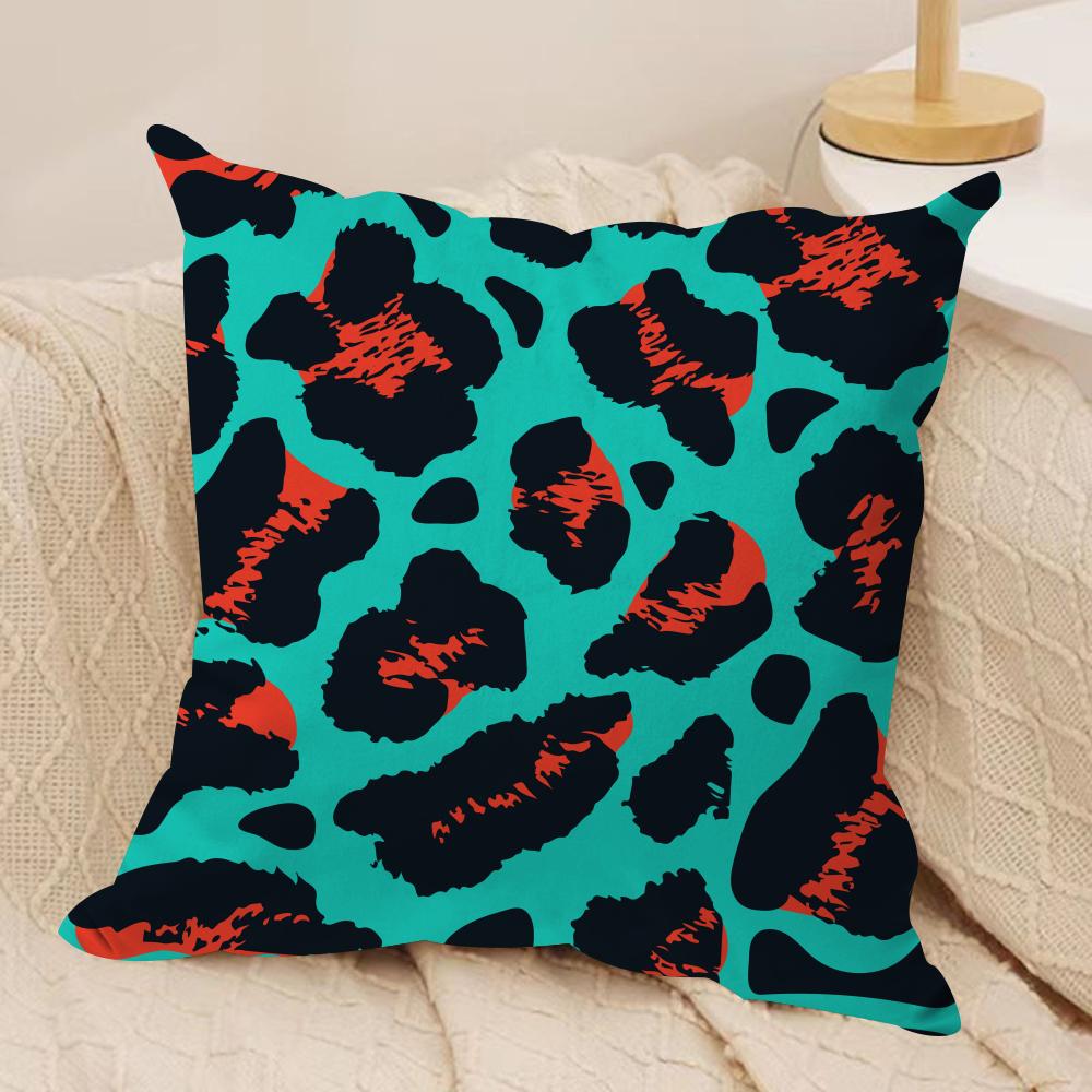 Leopard Print Texture Cushion Cover Soft Plush Fabric Double-Sided Printed Sofa Cushion Cover for All Seasons Home Decor Gift