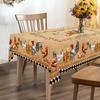 1 Piece Farm Style Chicken Round Tablecloth, 5 Sizes Available, Farmhouse Style Retro Chicken Pattern Printed Tablecloth, Edge Embossing Process, Cour