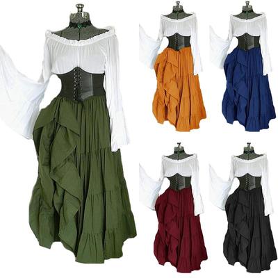 Vintage Kleid Retro Vogue Flare Sleeve Tunika Damen Plus Size Court Style Elegante Cosplay Kleider