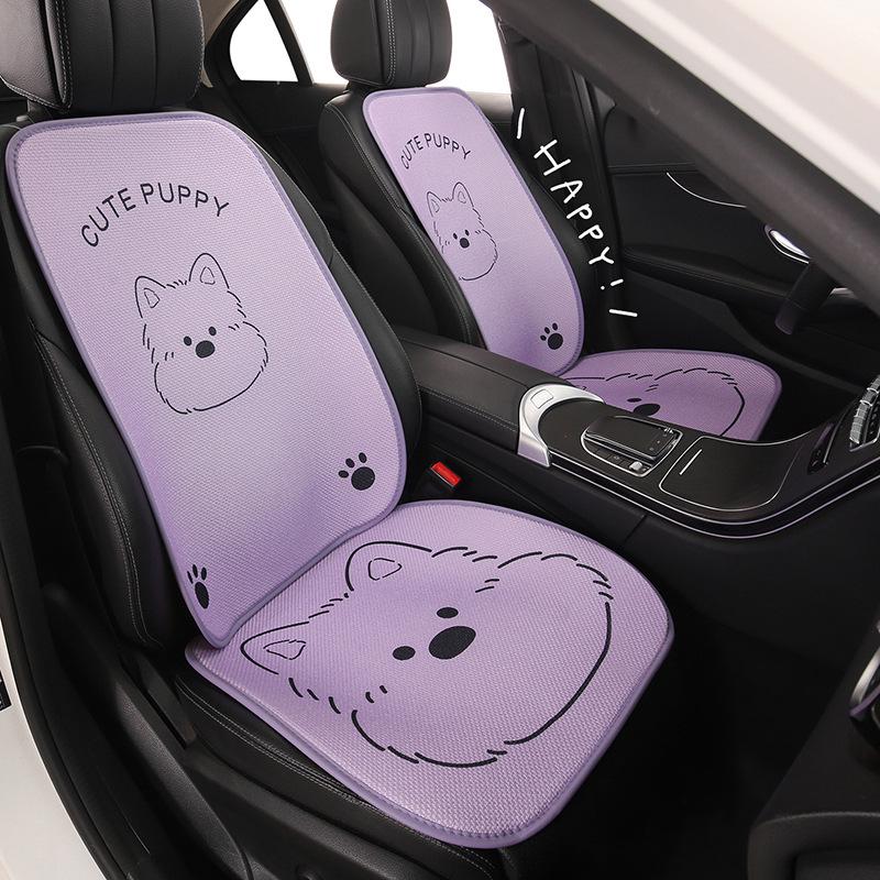 West Highlands Cute Cartoon Cotton Linen Car Seat Cushion for Women - Fits Toyota BZ3, RAV4, Corolla, and Ruifang