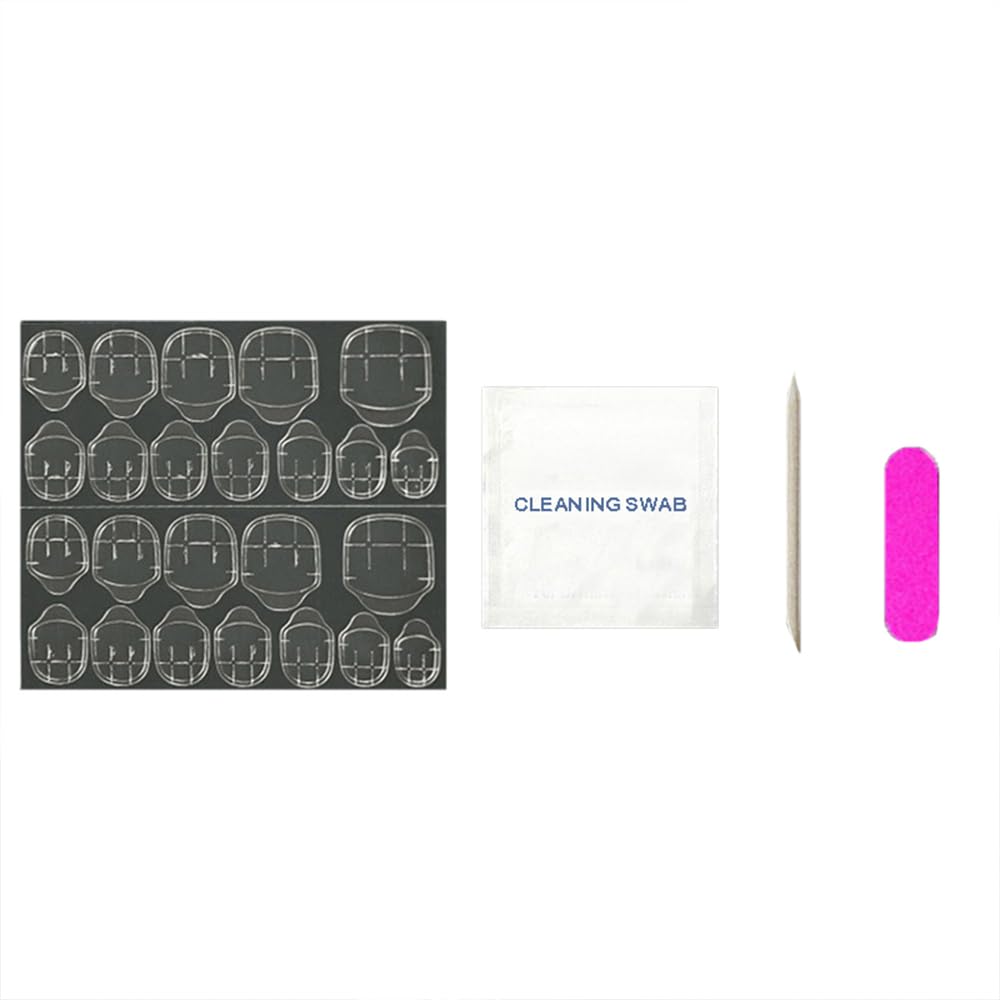 Uñas Postizas Artificiales Reutilizables Mate Set de 24 Piezas Color Piel Nude con Purpurina Dorada y Color Negro con Kit