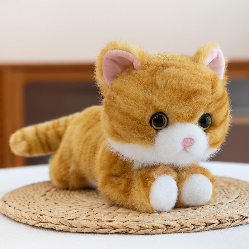 Large Cute & Realistic Sitting Kitten Plush Toy - Well-Behaved Cat Figurine for Birthdays