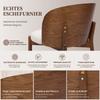 2 Chaises de Salle à Manger en Bois Massif, Confortables et Respirantes, Style Moderne, Tissu Lin, Placage Bois Frêne Massif, Couleur Bois Noyer