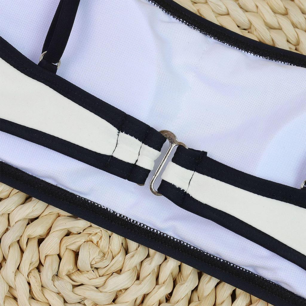 2024 European & American Tube Top Swimsuit: Women's High-Waist, Sexy, Big Chest, Color-Matched Bikini Briefs