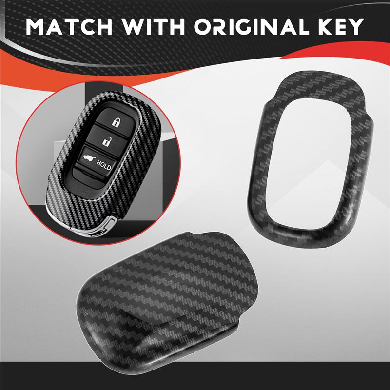 Car Carbon Fiber Key Protective Case Key Shell Protective Cover Car Accessories For Honda Vezel 2021 carbon fiber pattern