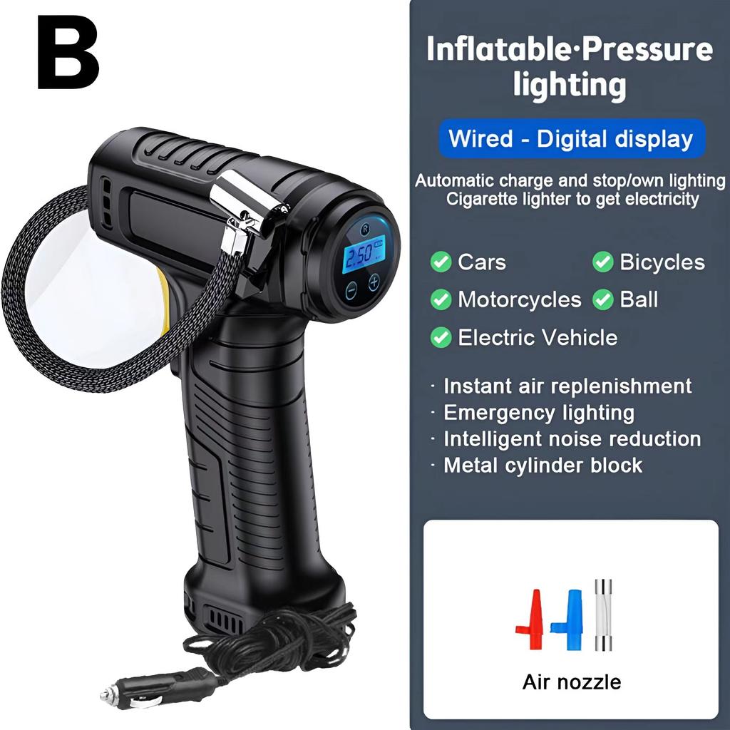 New 120W Handheld Air Compressor Wireless/Wired Inflatable Pump Portable Air Pump Tire Inflator Digital for Car Bicycle Balls