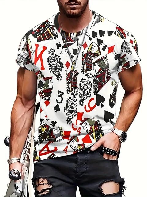 New 3D Poker King Pattern Casual Short Sleeve T-shirt Men's Comfortable T-shirts Streetwear