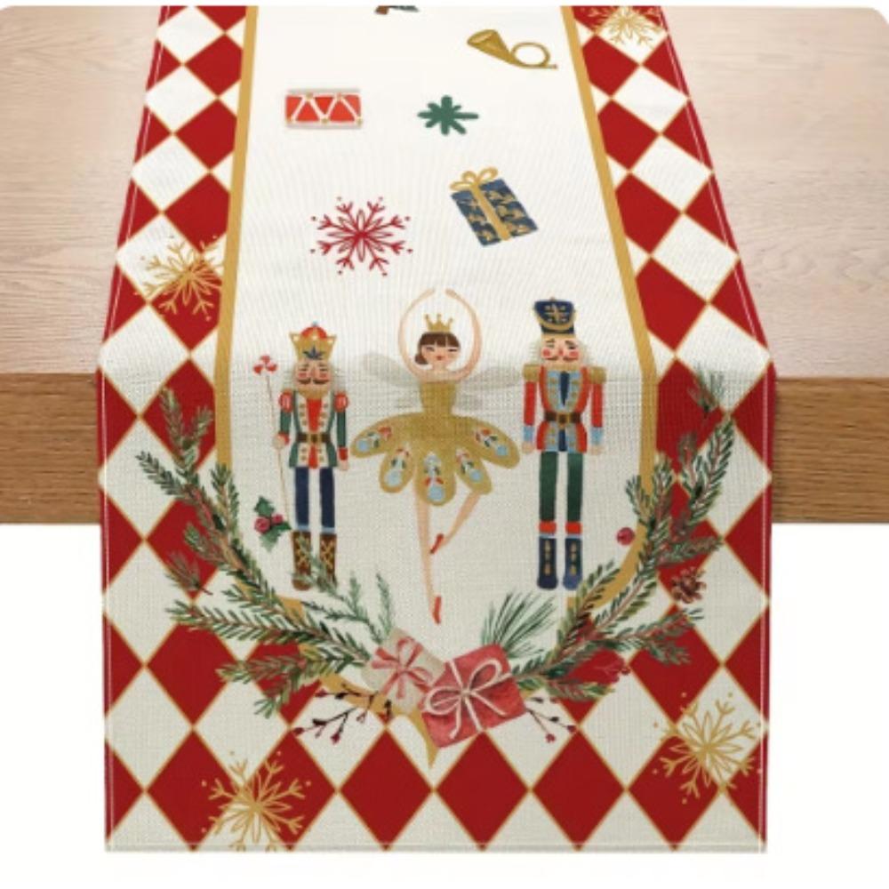 

Креативная льняная скатерть-дорожка с принтом, Рождественское украшение, Подкладка на обеденный стол, Маленькая скатерть, Элегантный домашний декор 33*180