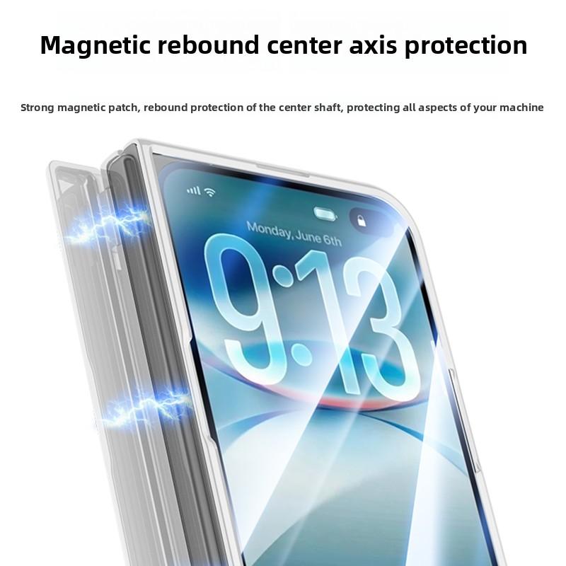 For iPhone Duo Fold Case Luxury PU Leather With Hinge Stand Protective Back Cover Magnetic Wireless Charging Phone Shell Funda
