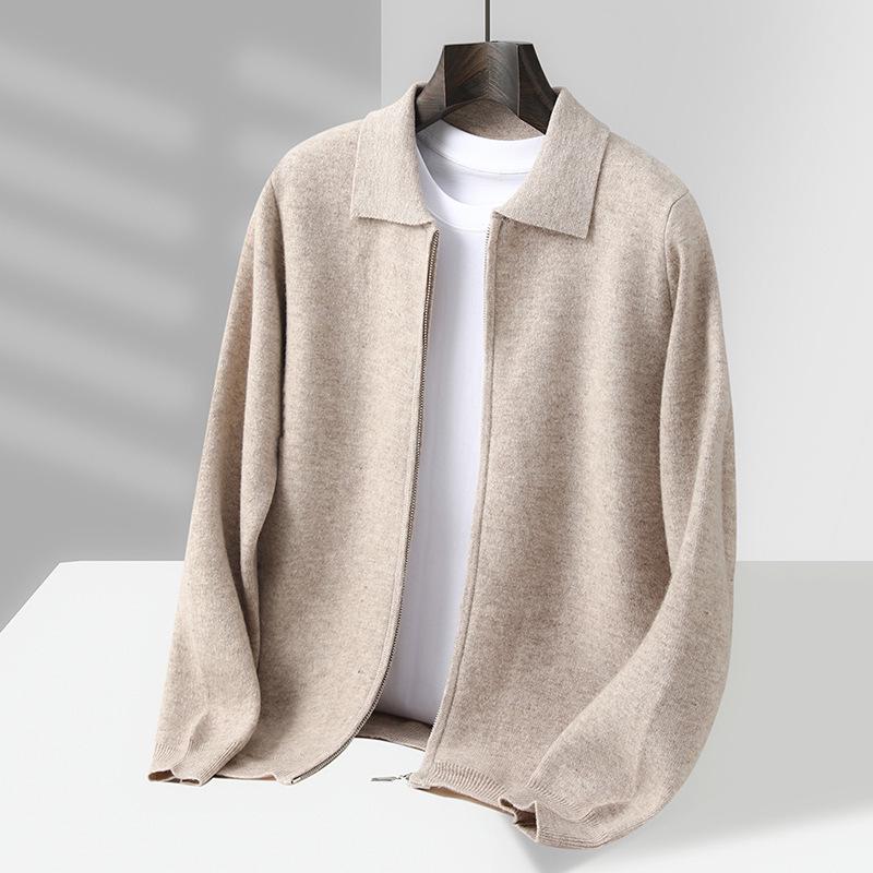 Herren Strickjacke aus 100% reiner Wolle - Dick, Locker, Trendige Reversjacke für Herbst/Winter, Große Größen erhältlich