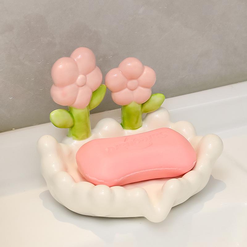 Tulip Ornament No-Punch Drain Soap Dish - High-End Bathroom Holder