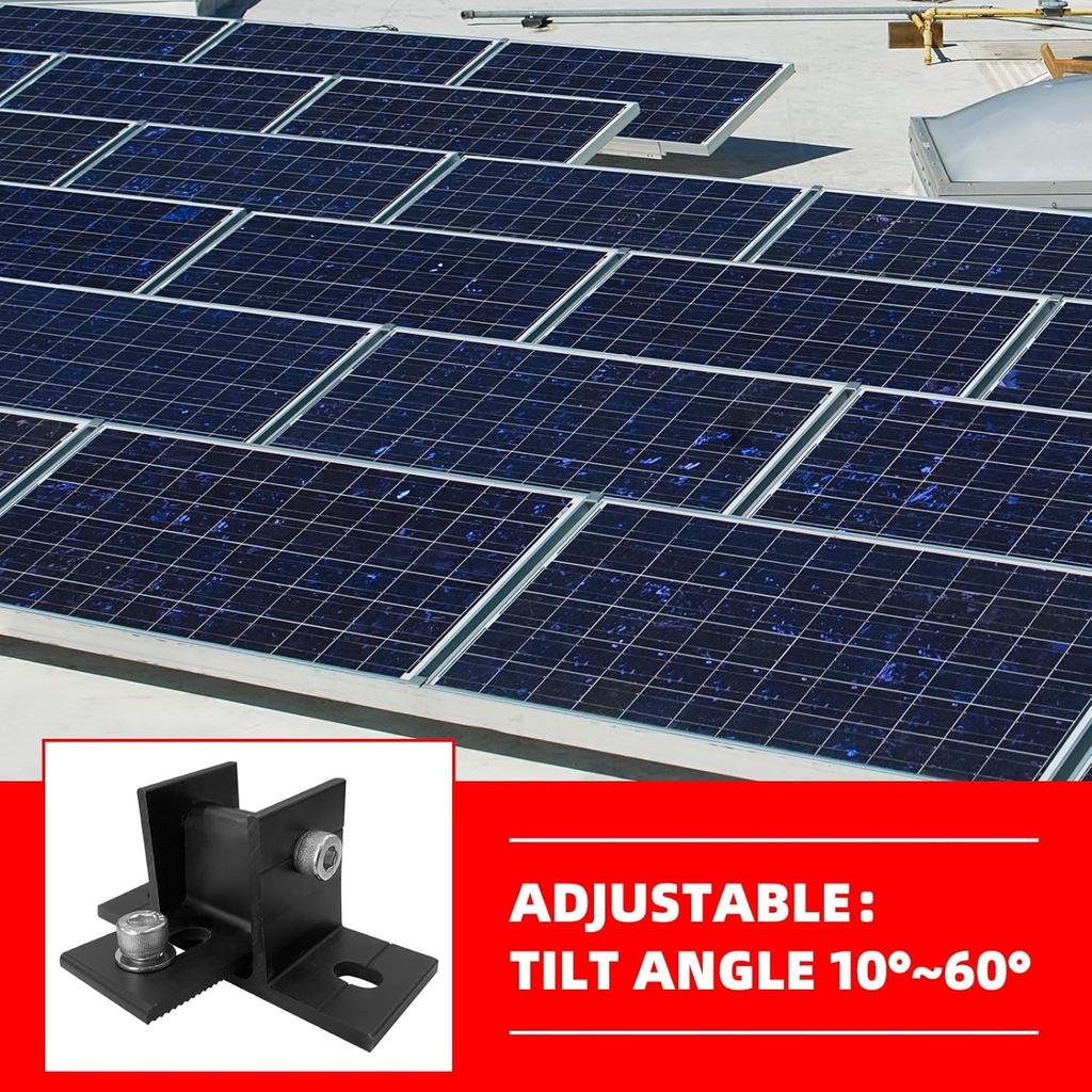 2er-Pack Verstellbare Solarpanel-Neigungsmontagehalterung Basis, Neigungswinkel 10-60 Flachdachmontagehalter, Wohnmobil-Solarpanel-Halterungen Klemme