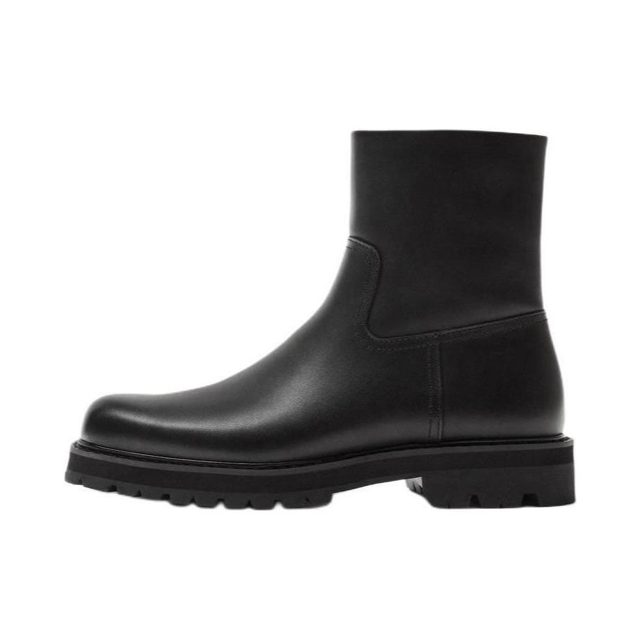 Zara Leather Versatile Comfortable Thick Sole Height Increasing Ankle Boots Men Ankle Boots Black 12098320800