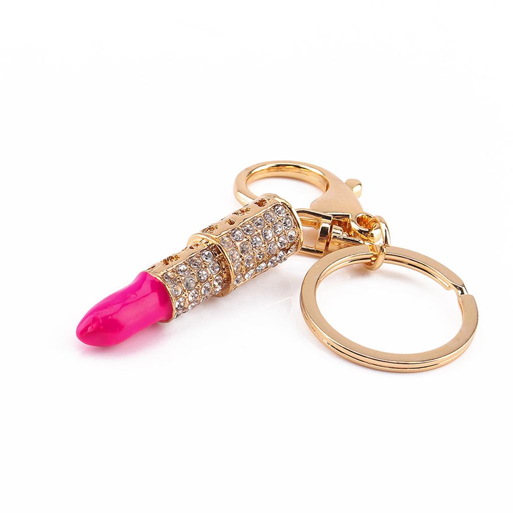 Lipstick Keyring Pendant, Rhinestone Ornament Bag   Keychain for Women Exquisite Design with Alloy and Rhinestone Materials  Gifts for All