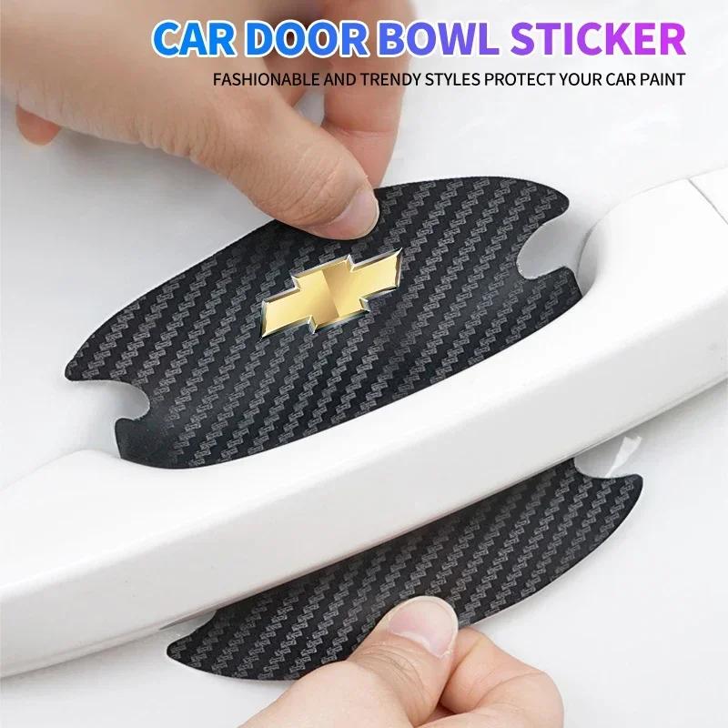 4 szt. Osłony na klamki drzwi samochodowych Ochraniacze przed zarysowaniami Naklejki z włókna węglowego Do Chevrolet Spark Captiva Cruze Tracker Orlando Trax Epica