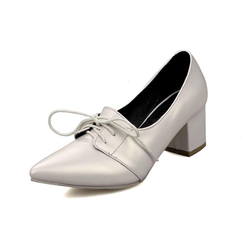 

Мода 2025 ГОРЯЧИЕ Женские Туфли Лодочки с Острым Носком Кожаные На Шнуровке Женские Квадратный Высокий Каблук Zapatos Mujer Большой Размер 31-45 Черный Белый Розовый 34 бежевый