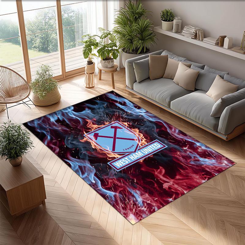 Tappeto in Velluto di Cristallo con Stampa del West Ham United Football, Comodo Assorbente d'Acqua Antiscivolo Tappeto per Pavimenti Interni