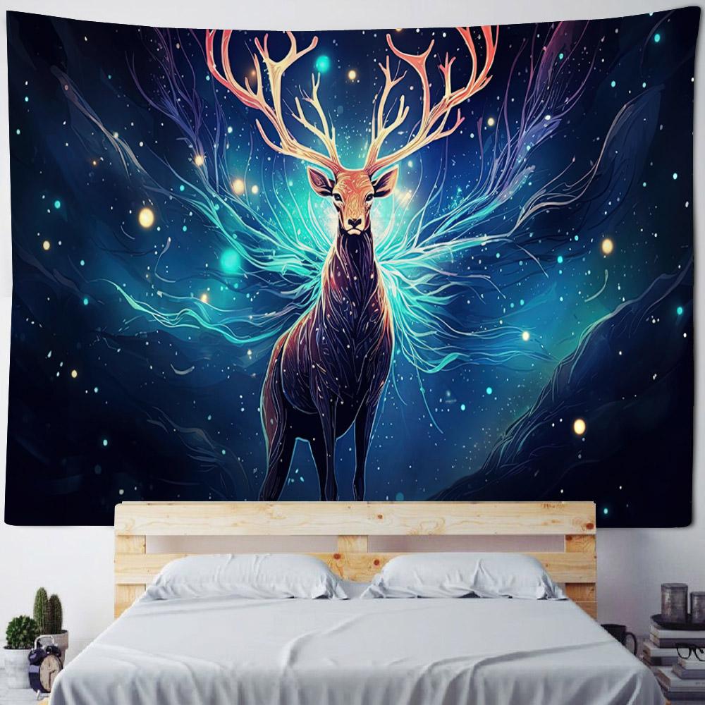 Animal Starry Sky Wall Tapestry Psychedelic Hippie Leopard Tiger Elk Bedroom Decoration Aesthetic Sofa Blanket Beach Towel