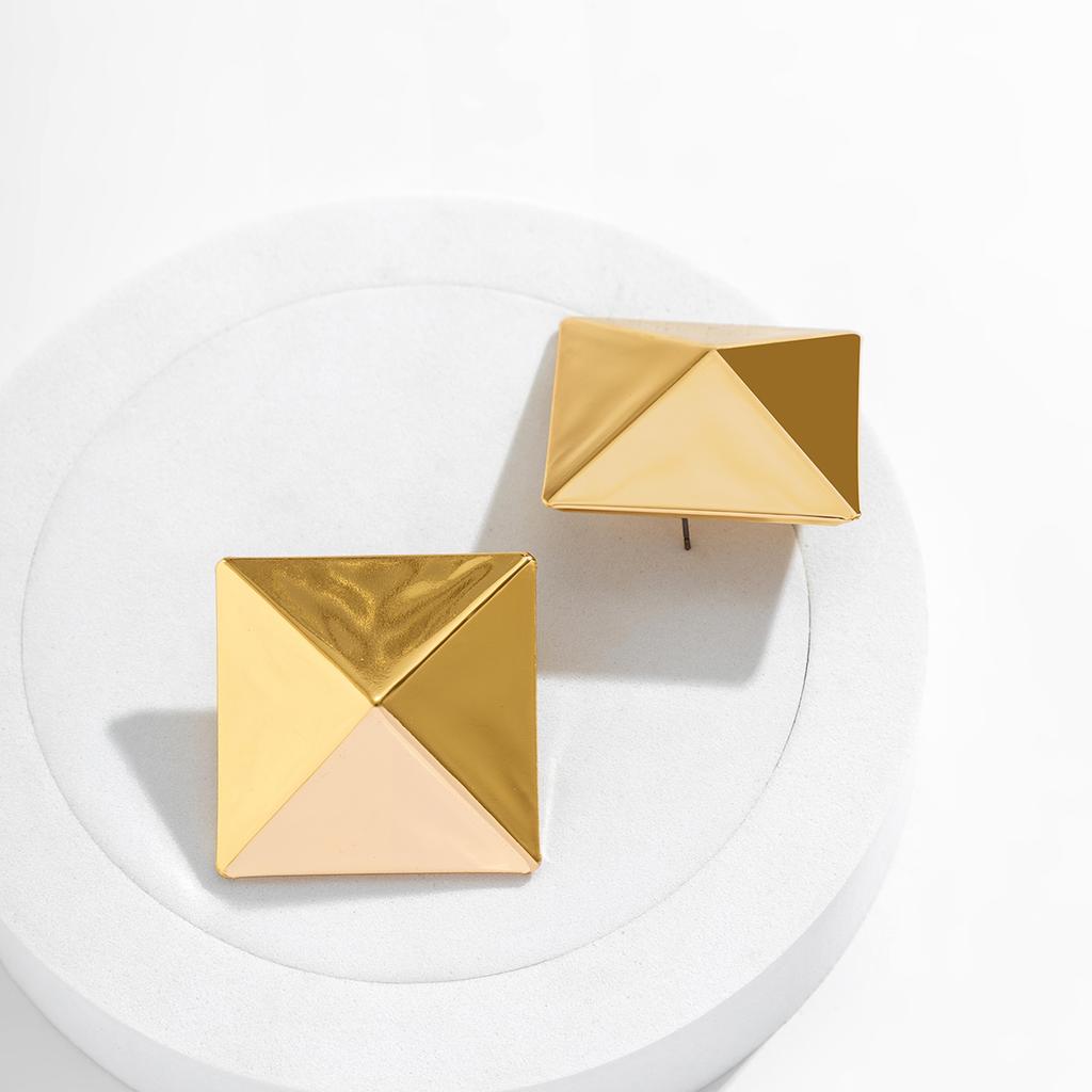 IngeSight.Z Creative Gold Color 3D Geometric Stud Earrings for Women Men Vintage Wedding Party Jewelry 2025 Valentine Day Gift