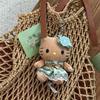 Sanrio Hello Kitty Hawaiian Style Plush Keychain Cute Tan Kitty Plush Pendant with Coconut Tree Dress Kawaii Bag Charm for Girls