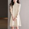 Bottom shirt medium and long sweater skirt autumn and winter clothing women's inner lace 2025 new thin knitted dress loose