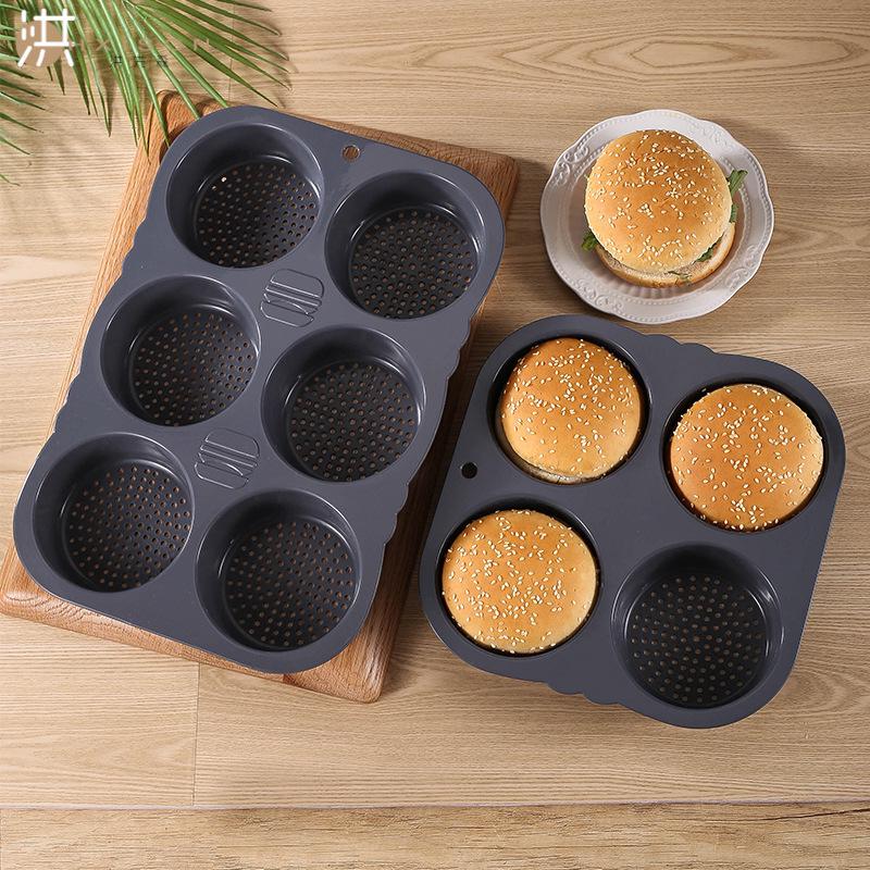 High-Temperature Resistant Silicone Burger and Bread Mold with Perforations