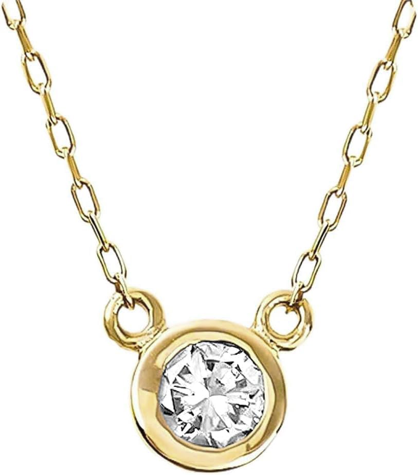 

PLUSTER Бриллиантовое колье Натуральное с цепочкой из 10-каратного желтого золота Коробка Ювелирные изделия на день Подарок Женское (Бриллиант 0,08 карата) (40см) [Подарочный набор] Пластырь, Материнский