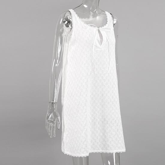 Cămașă de noapte fără mâneci pentru femei, bumbac, dantelă, cămăși de noapte, decolteu în V, cu șireturi, decupată, babydoll, îmbrăcăminte de dormit, halat scurt de vară