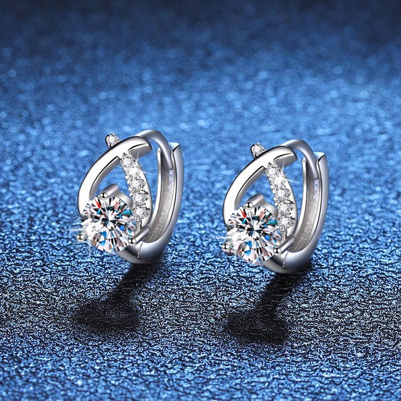Sterling Moissanite Stud Earrings Geometric Cross Teardrop Design Lightweight Luxury Women 925 Sterling Silver