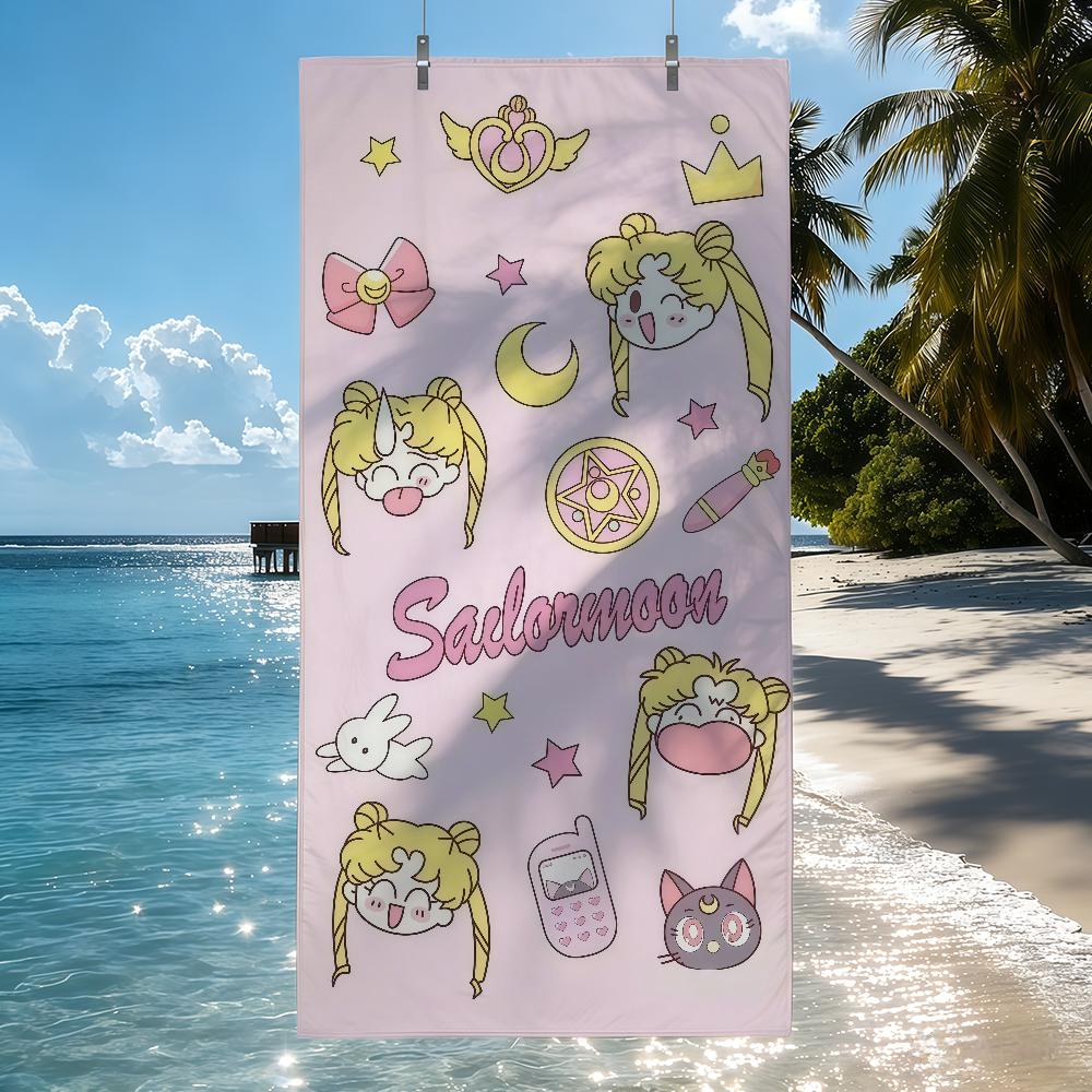 S-SailorES M-MoonS PINK GIRL HEART Towel Quick Drying Beach Towels Are Suitable For Swimming Pools Camping Yoga And The Gym