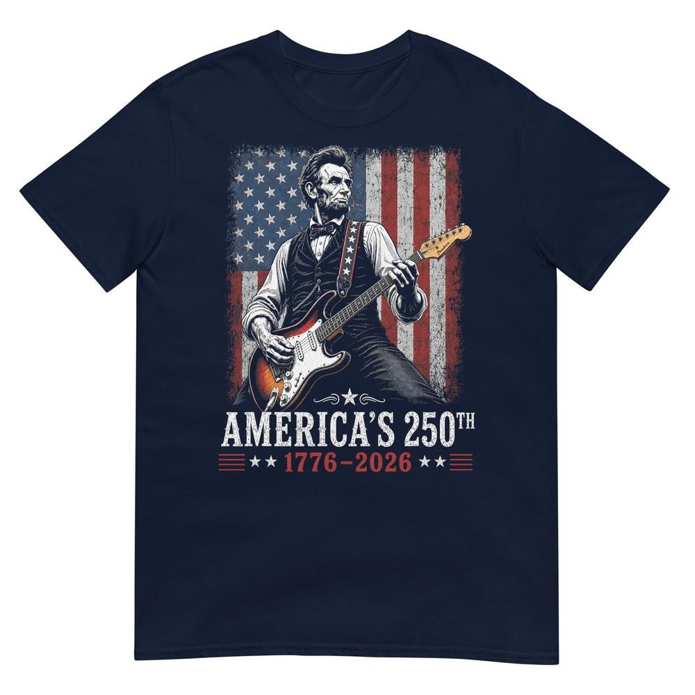 Abraham Lincoln Playing Guitar 4th Of July 250th Anniversary Tshirt S