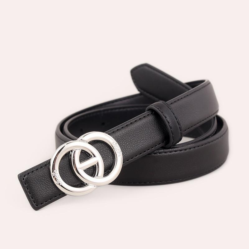 Genuine Leather Womens Belt With Pin Buckle For Casual Denim Fashion чёрный