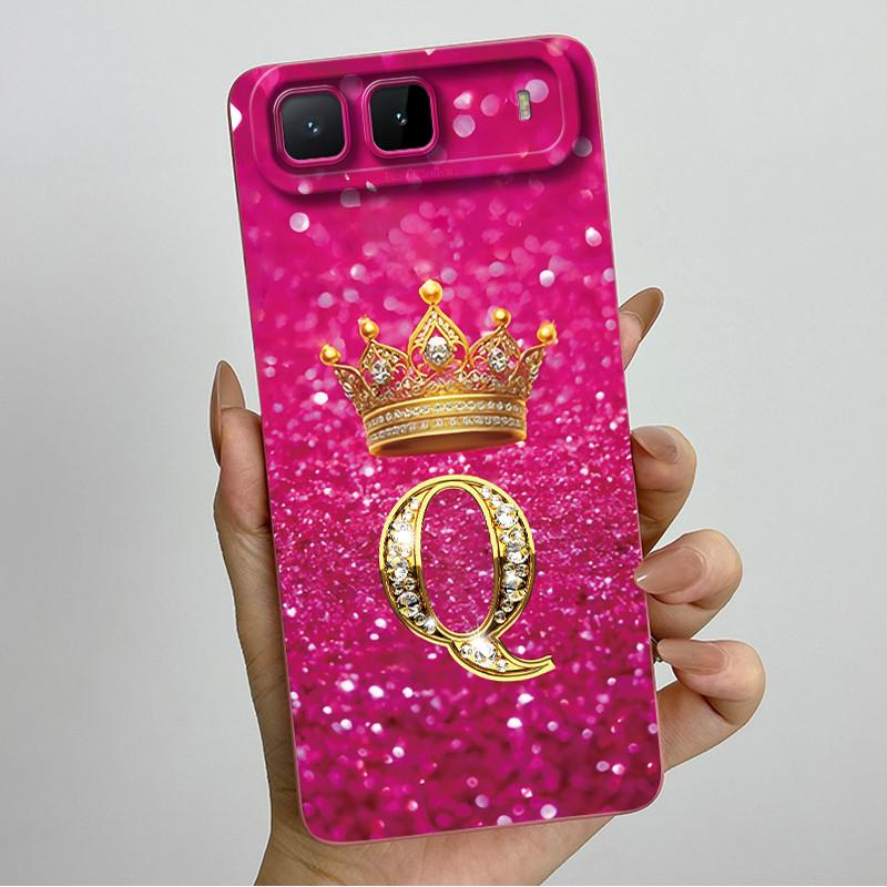 

For Infinix Hot 60i 5G Case X6730 Crown Initial Letters Soft Phone Cases For Tecno Spark Go 5G 2025 Camera Protection Back Cover Spark Go 5G 2025