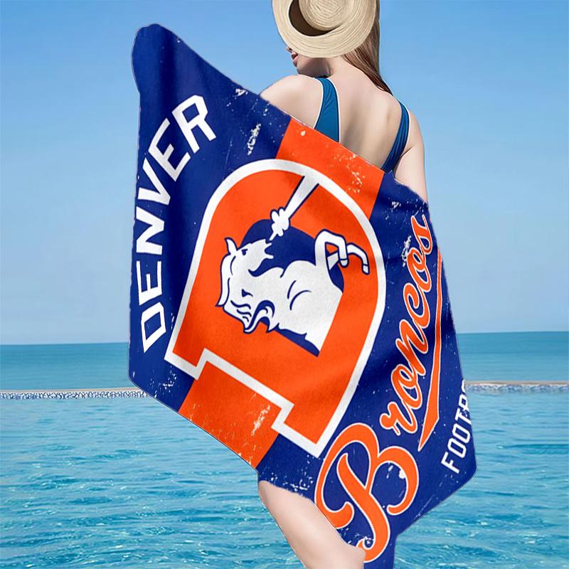 Denver Broncos Logo Microfiber Beach Towel, Lightweight And Quick-Dry, for Summer Travel, Beach Essential, Swimming Pool