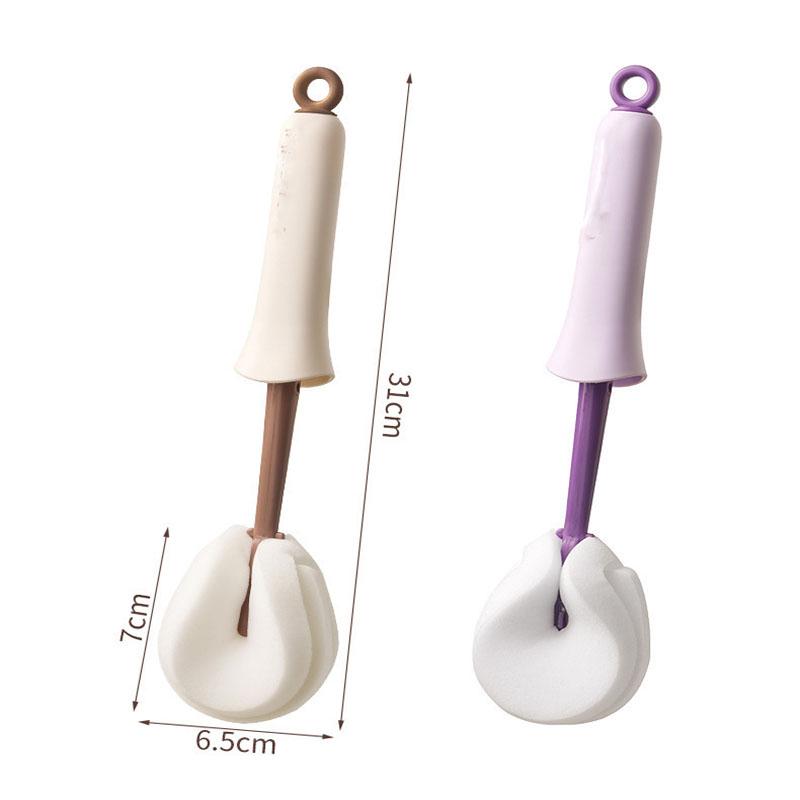 2-in-1 Long Handle Silicone Cup Brush, Multifunctional Push-pull Dead Angle Cleaner, Household Water Bottle Baby Bottle Cleaning Brush