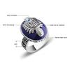 The Vampire Diaries Rings Silver Damon Salvatore Ring Men's With Lapis Lazuli Natural Stone Jewelry