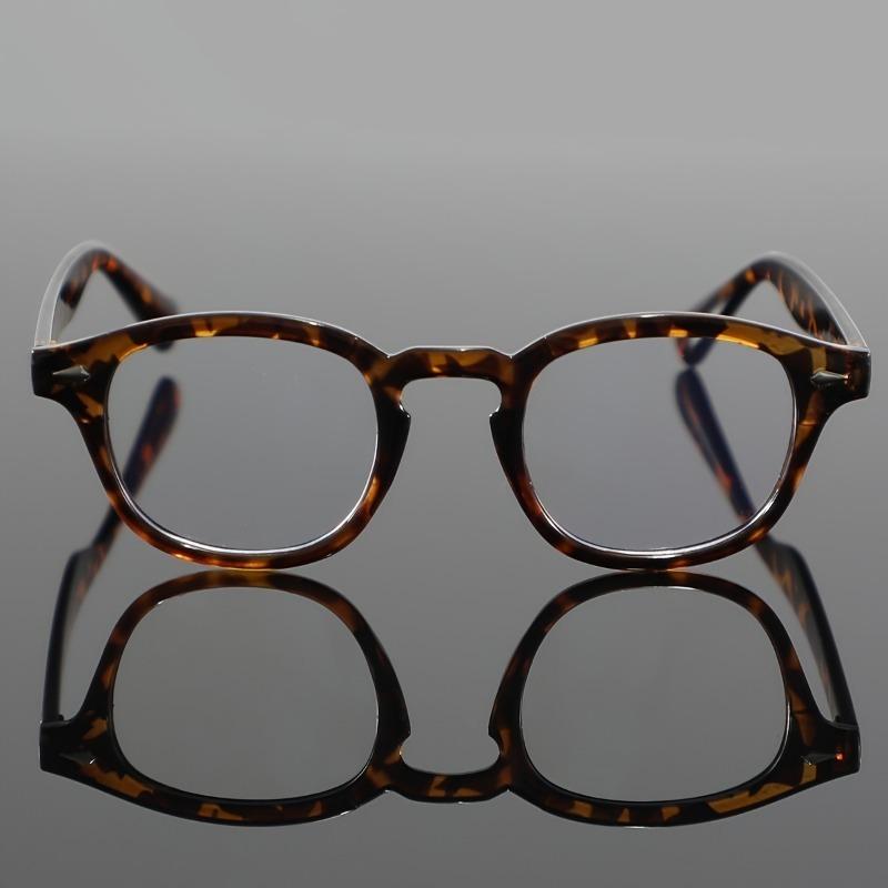 Fashion Round Small Frame Rivet Computer Glasses Classic Tortoiseshell Pattern Men Women Anti Blue Light Ultra Light Vintage Clear Lens Eyewear