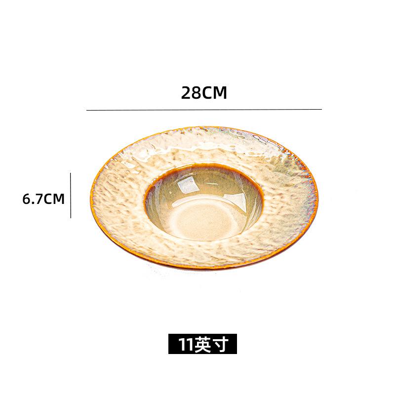 

Kiln Change Bright Color Creative Straw Hat Plate Mars Texture Dessert Plate Restaurant Pat Food Plate Ceramic Disc жёлтый